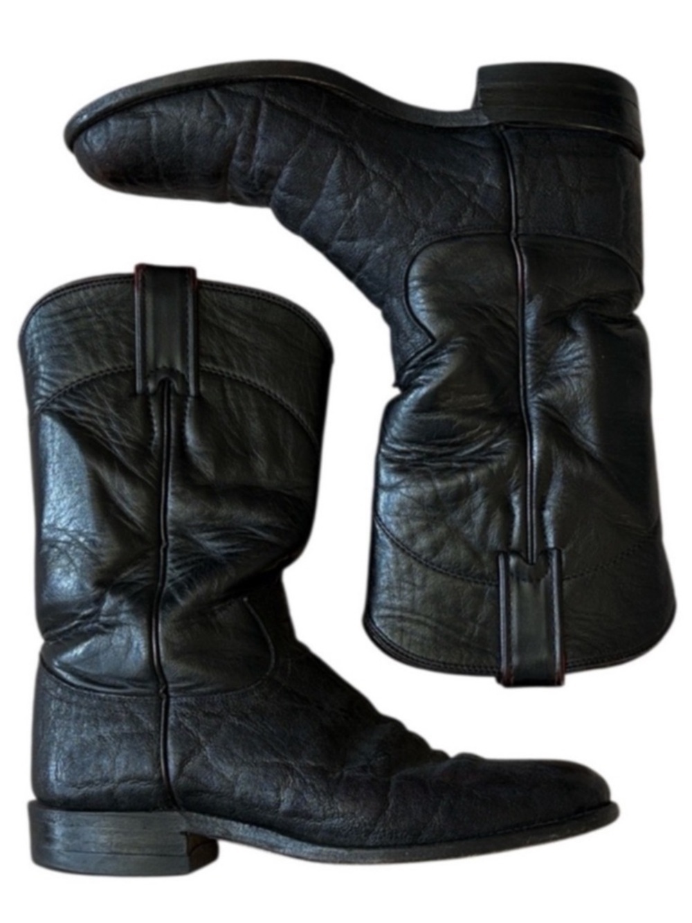 EUC Justin Boots Leather Mid Calf Boots Black Size 6